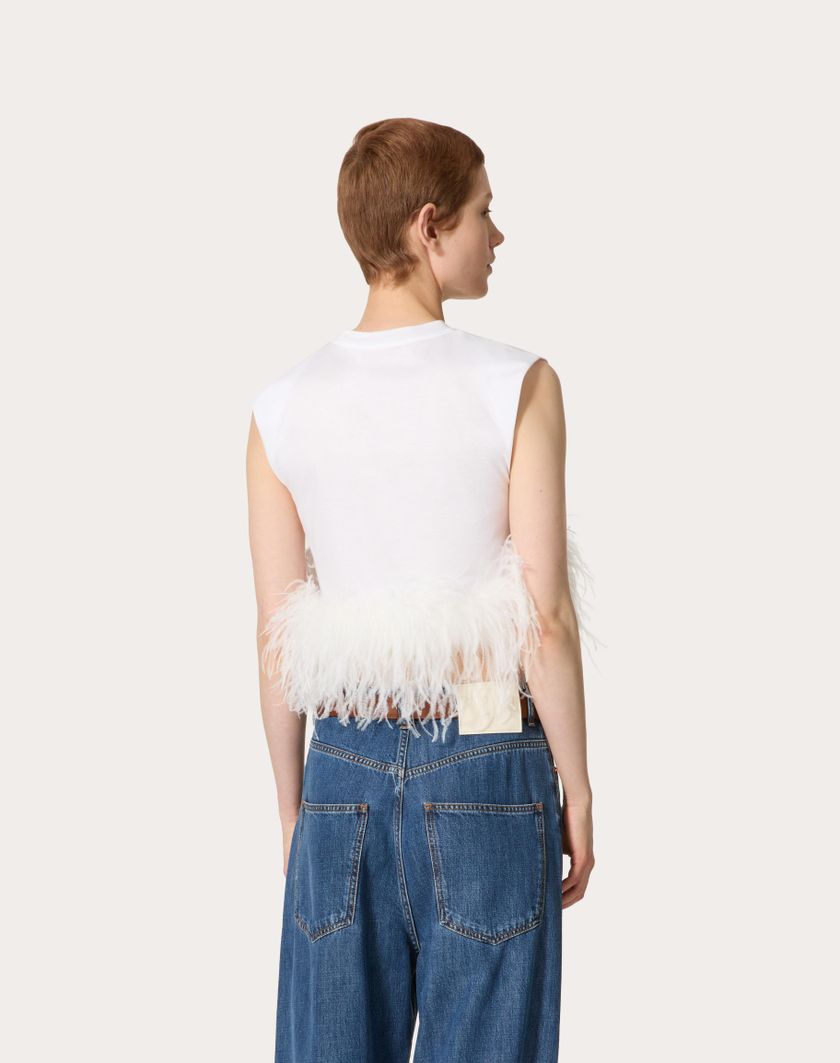 Valentino Handbags Top In Jersey Cotton per Donna in Bianco | Valentino IT Ultimo giorno