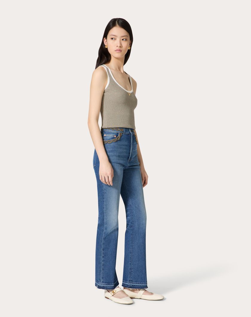 Valentino Handbags Top In Cotone E Lurex per Donna in Navy/avorio/oro | Valentino IT Fino al 50% di sconto