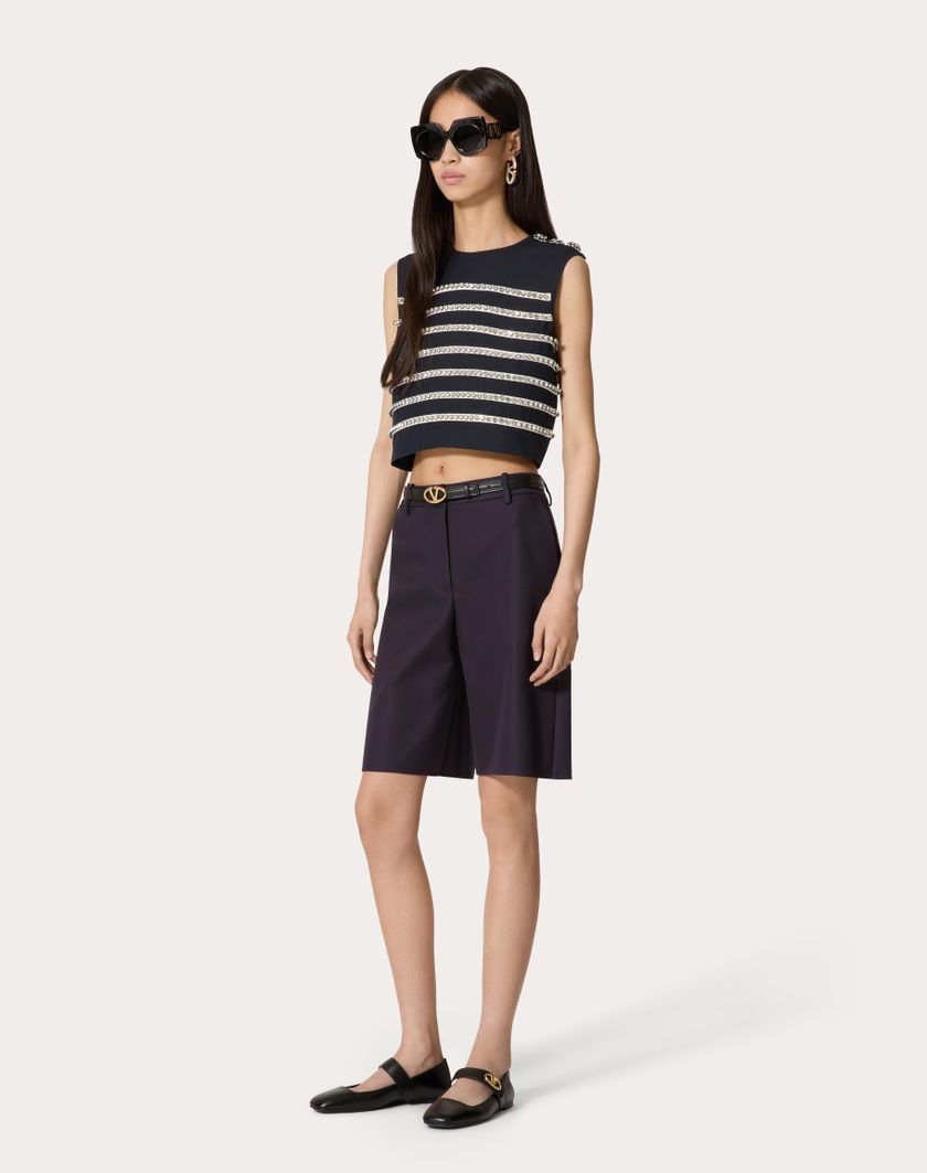 Valentino Handbags Top In Crepe Couture Ricamato per Donna in Navy/avorio | Valentino IT Fino al 65% di sconto