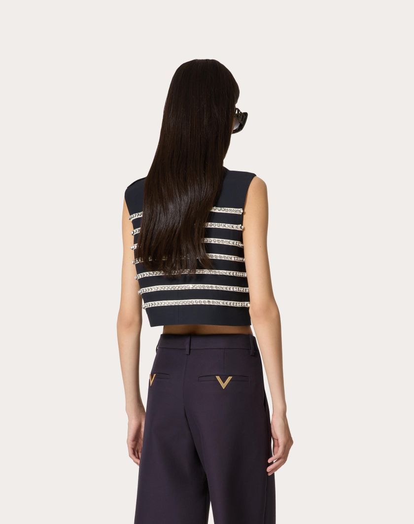Valentino Handbags Top In Crepe Couture Ricamato per Donna in Navy/avorio | Valentino IT Fino al 65% di sconto