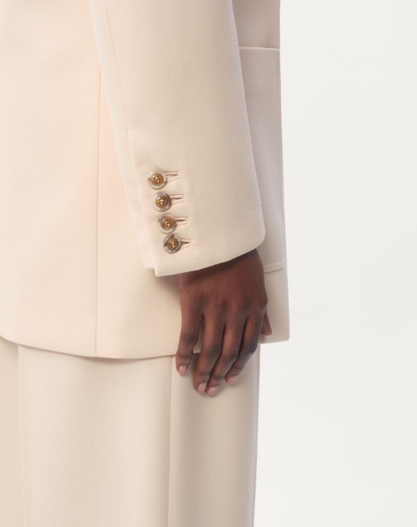Valentino Handbags Blazer In Diagonal Dry Wool per Donna in Avorio | Valentino IT Solo un giorno rimasto