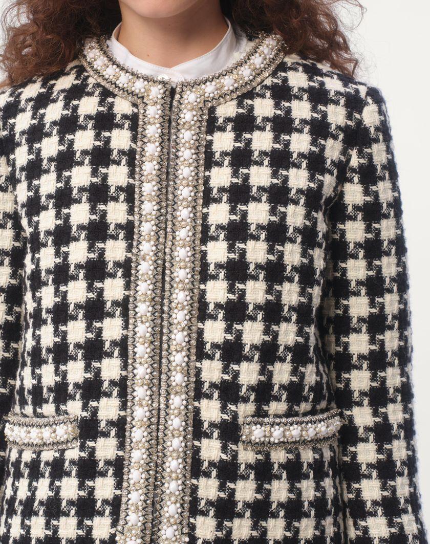 Valentino Handbags Giacca Ricamata In Damier Light Tweed per Donna in Bianco/ Nero | Valentino IT Super sconto