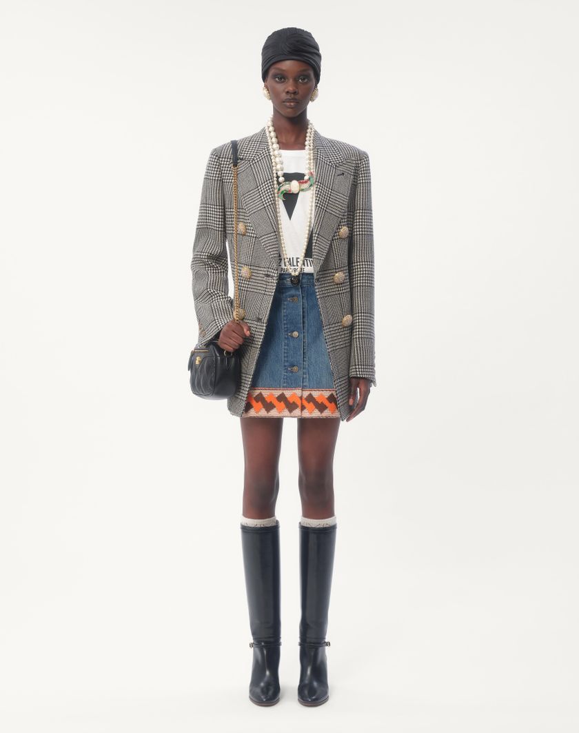 Valentino Handbags Blazer In Pied De Poule Wool per Donna in Avorio/nero | Valentino IT Enormi sconti