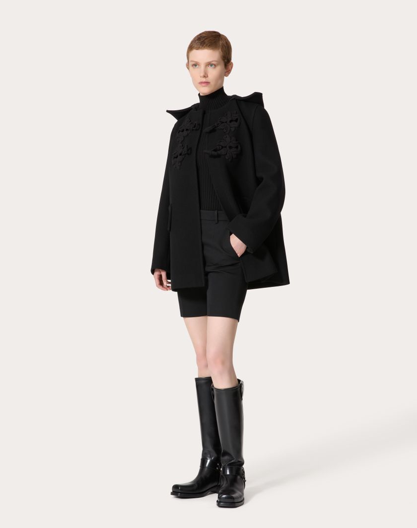 Valentino Handbags Caban In Compact Coat Ricamato per Donna in Nero | Valentino IT 50% di sconto con spedizione gratuita