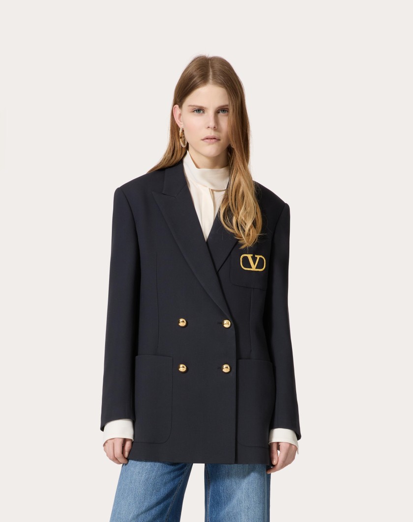 Valentino Handbags Giacca In Formal Natte' per Donna in Navy | Valentino IT Esporta salva
