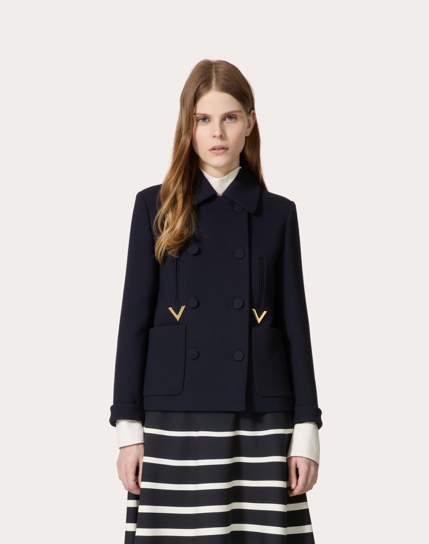 Valentino Handbags Caban In Texture Double Crepe per Donna in Navy | Valentino IT Black Friday Prezzi