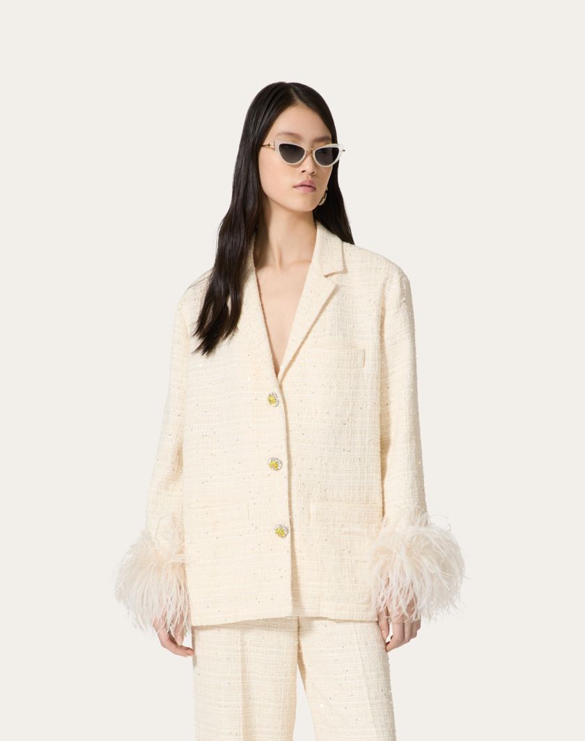 Valentino Handbags Giacca In Delicate Tweed per Donna in Naturale | Valentino IT In vendita