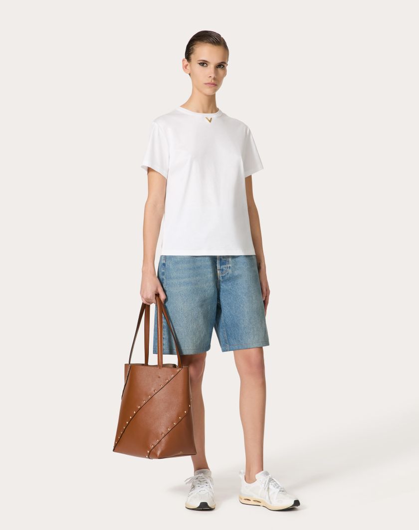 Valentino Handbags T-shirt In Cotton Jersey per Donna in Bianco | Valentino IT Italy