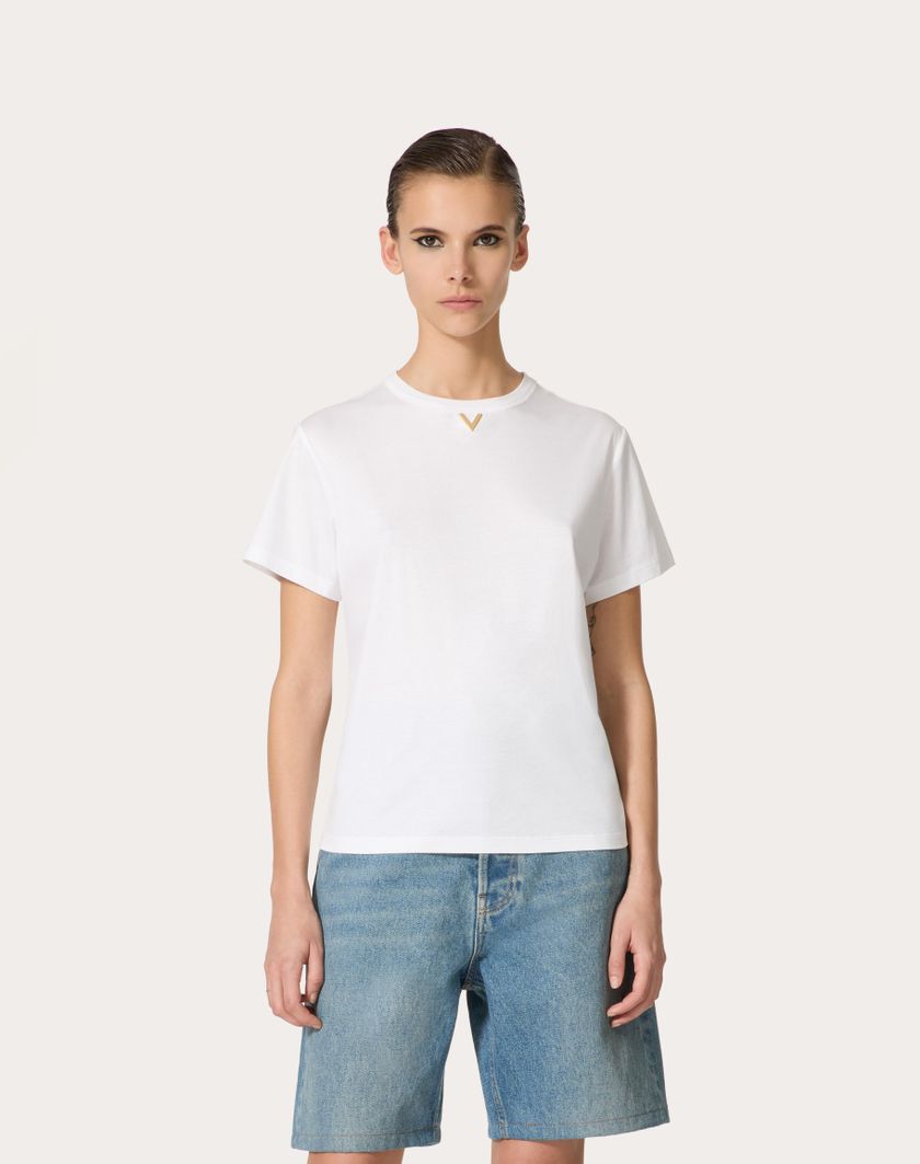 Valentino Handbags T-shirt In Cotton Jersey per Donna in Bianco | Valentino IT Italy
