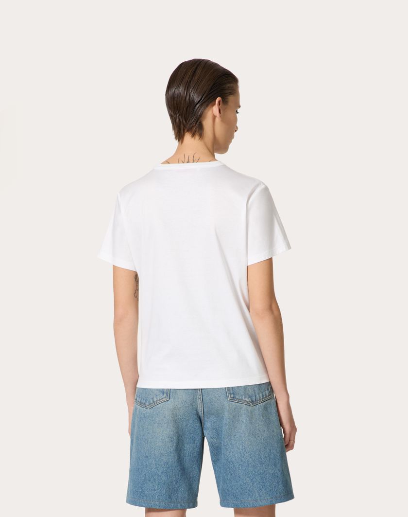 Valentino Handbags T-shirt In Cotton Jersey per Donna in Bianco | Valentino IT Italy