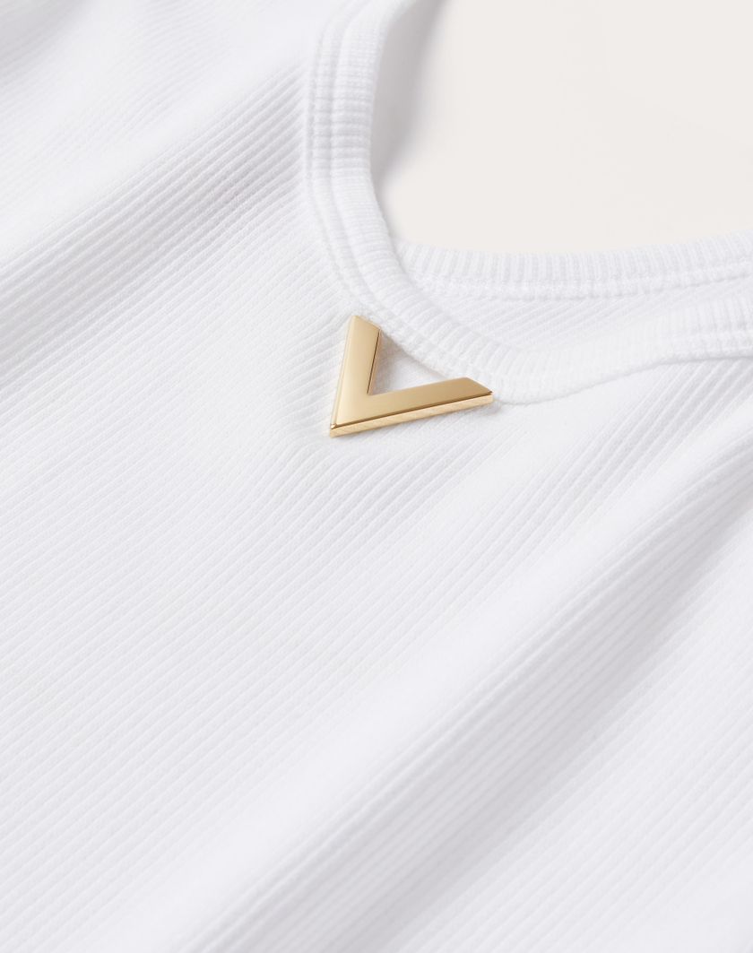 Valentino Handbags Top In Ribbed Cotton per Donna in Bianco | Valentino IT Vendita