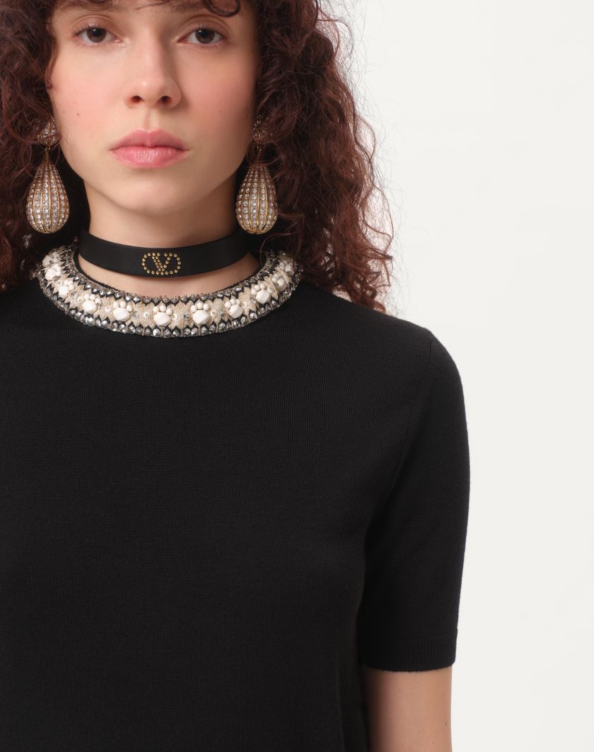 Valentino Handbags Maglia In Lana Ricamata per Donna in Nero | Valentino IT Soddisfazione Garantita