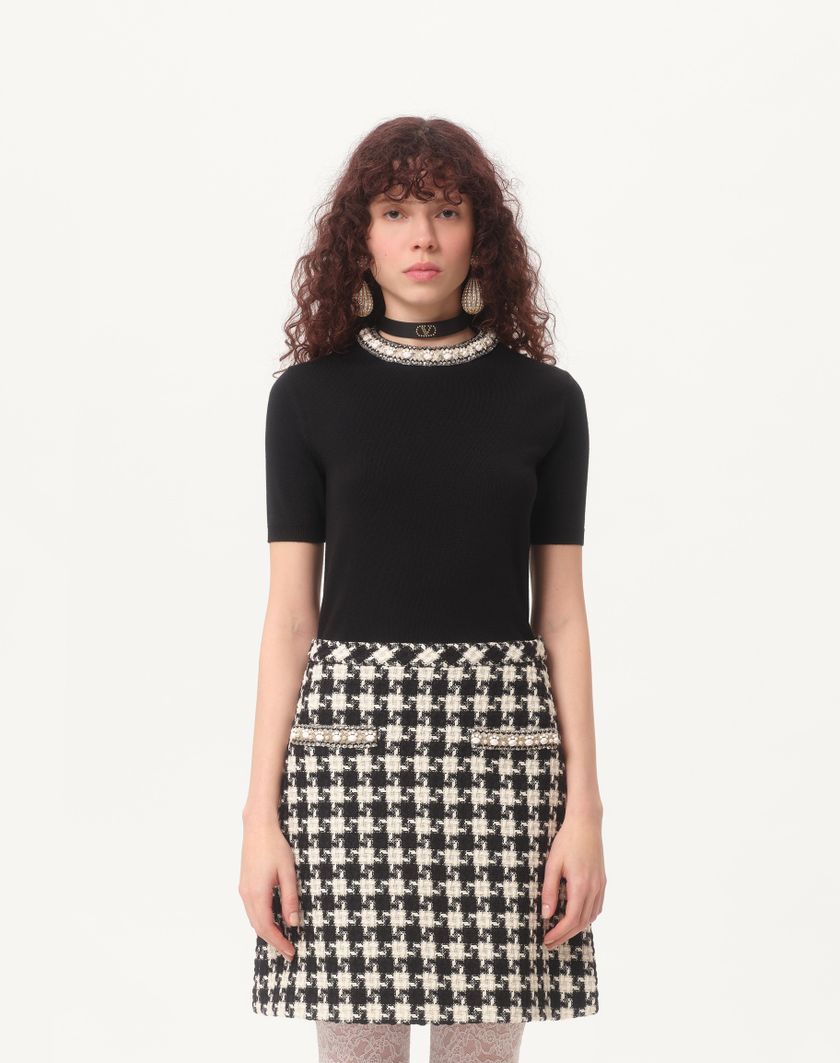 Valentino Handbags Maglia In Lana Ricamata per Donna in Nero | Valentino IT Soddisfazione Garantita