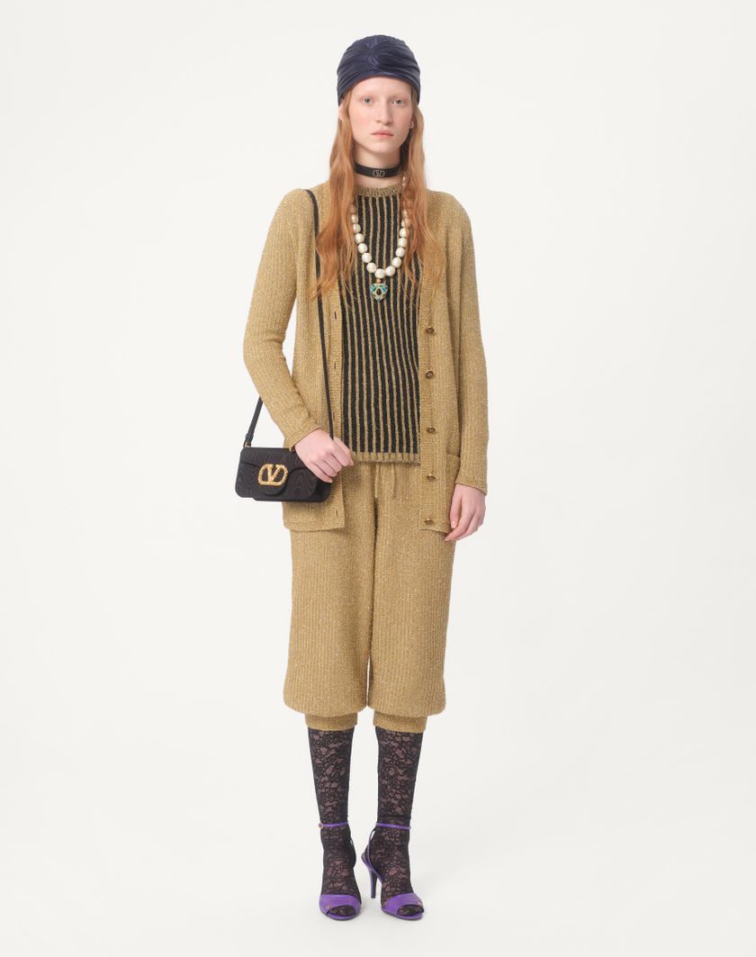 Valentino Handbags Cardigan In Lurex per Donna in Oro | Valentino IT Negozi Online