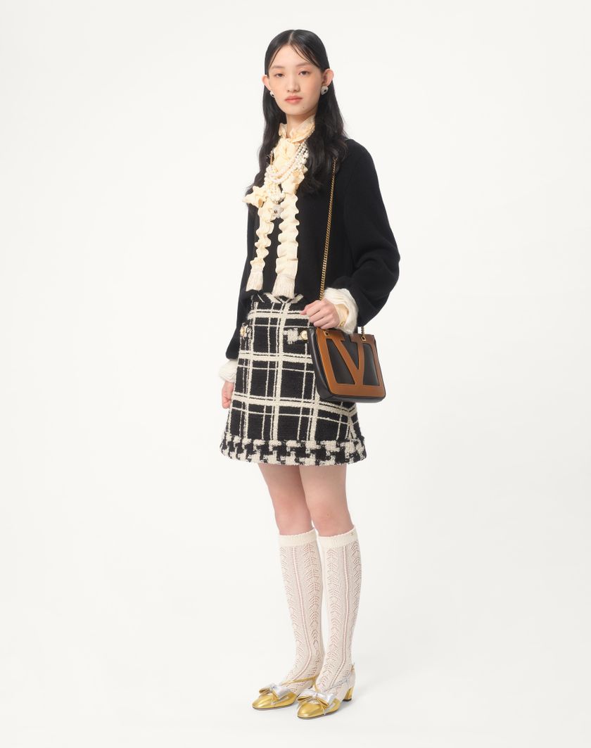 Valentino Handbags Maglia In Lana E Mohair per Donna in Nero/avorio | Valentino IT Affare Del Giorno