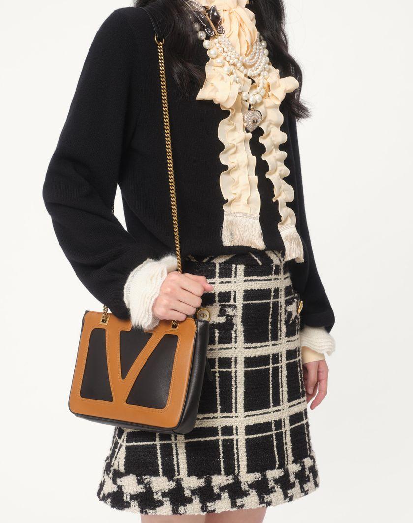 Valentino Handbags Maglia In Lana E Mohair per Donna in Nero/avorio | Valentino IT Affare Del Giorno