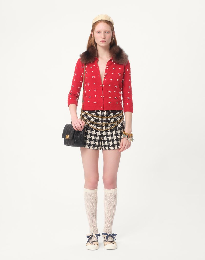 Valentino Handbags Cardigan In Lana Ricamato per Donna in Rosso | Valentino IT Prezzo Ridotto