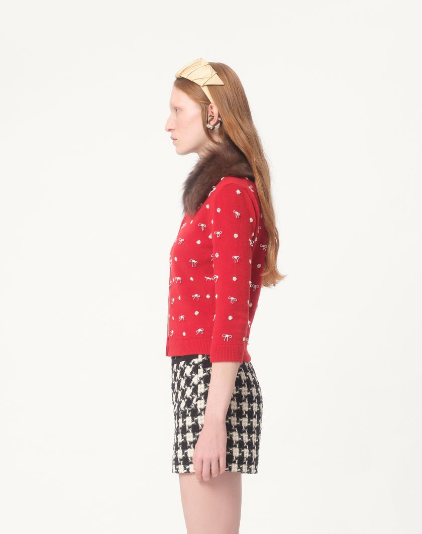 Valentino Handbags Cardigan In Lana Ricamato per Donna in Rosso | Valentino IT Prezzo Ridotto