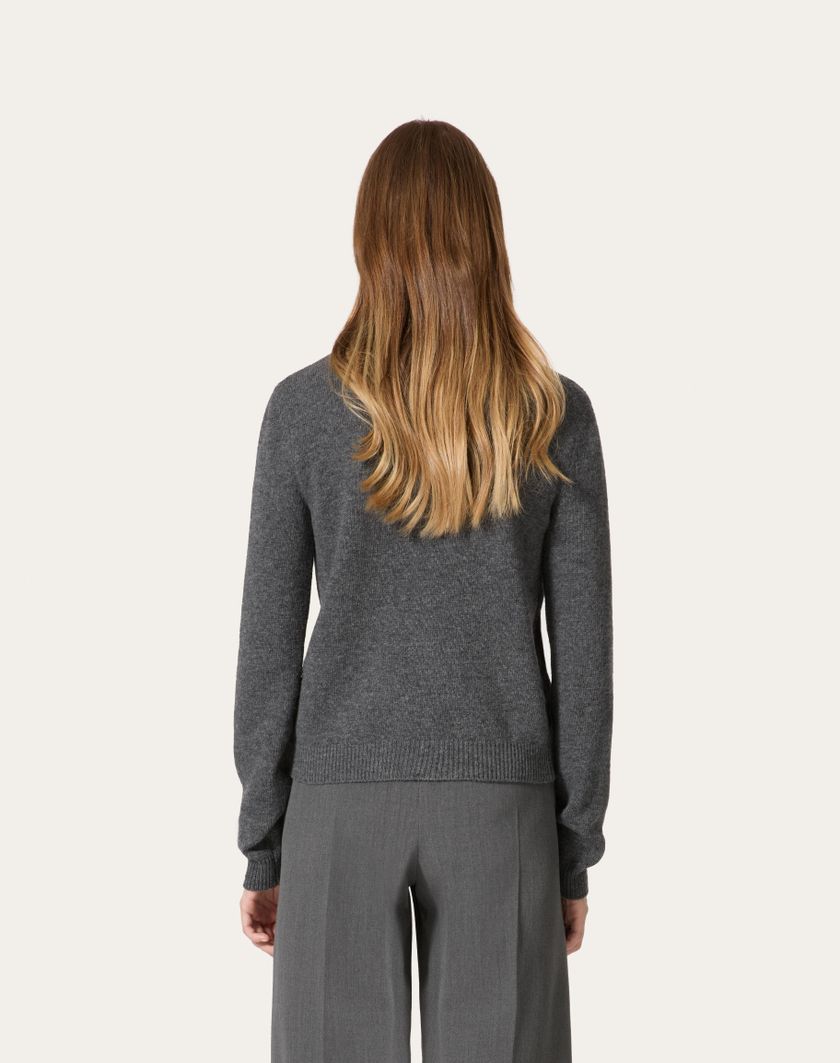 Valentino Handbags Cardigan In Lana Ricamato per Donna in Grigio Scuro | Valentino IT Sconto