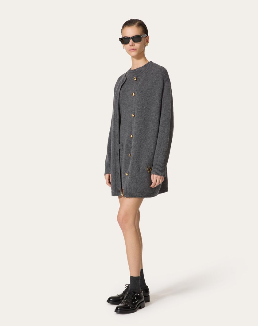 Valentino Handbags Cardigan In Lana per Donna in Grigio Scuro | Valentino IT Online