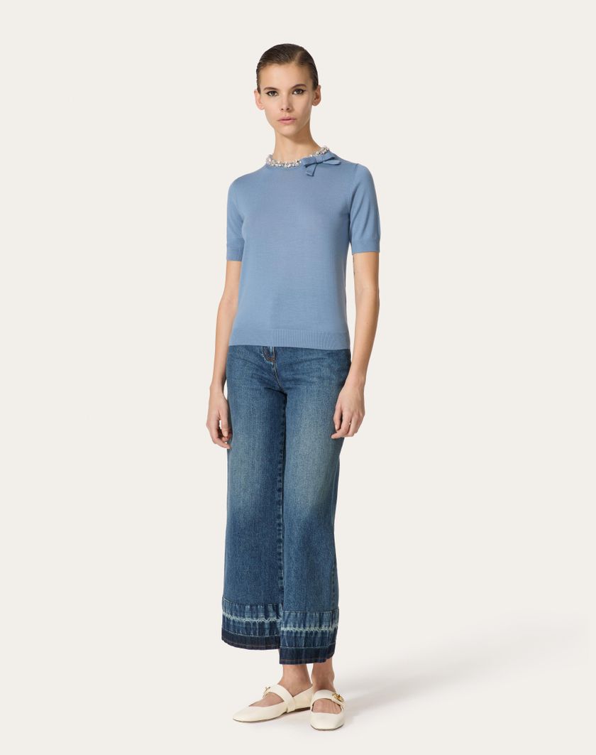 Valentino Handbags Maglia In Lana Ricamata per Donna in Comfit | Valentino IT In Vendita