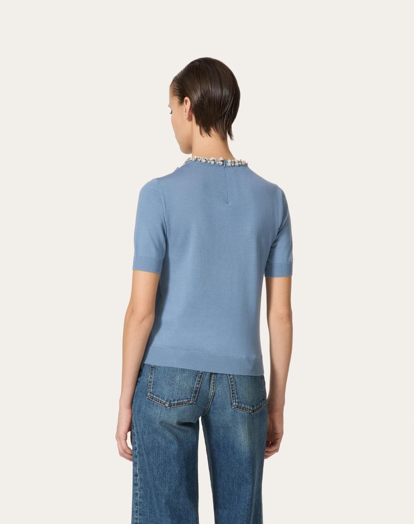 Valentino Handbags Maglia In Lana Ricamata per Donna in Comfit | Valentino IT In Vendita