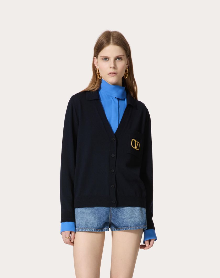 Valentino Handbags Cardigan In Lana per Donna in Navy | Valentino IT Offerte