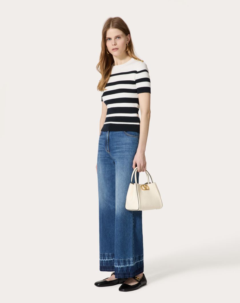 Valentino Handbags Maglia In Cotone per Donna in Navy/avorio | Valentino IT Hotsell