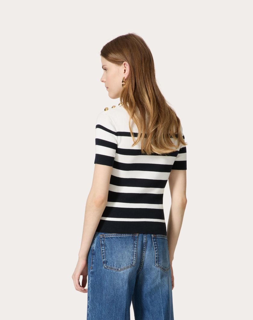 Valentino Handbags Maglia In Cotone per Donna in Navy/avorio | Valentino IT Hotsell