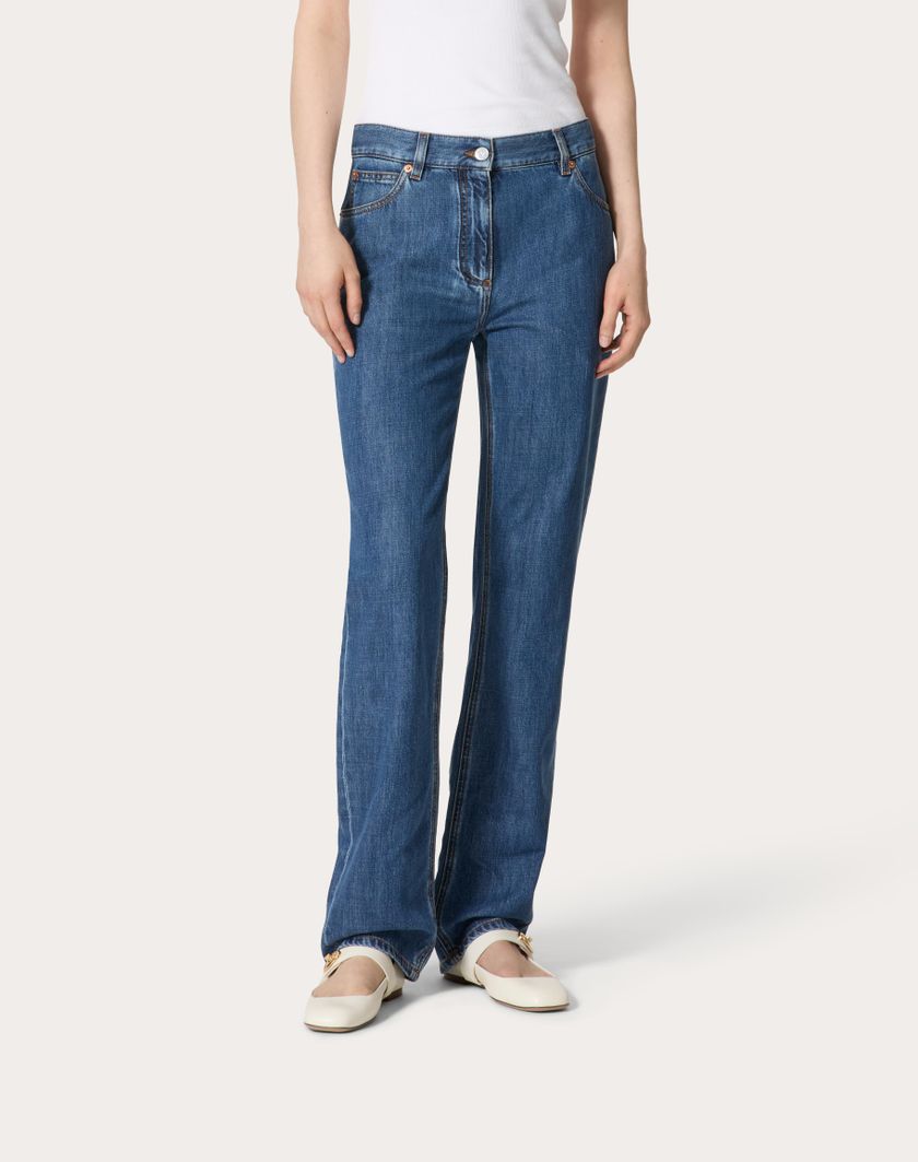 Valentino Handbags Pantaloni In Denim Blu Medio per Donna in Denim | Valentino IT Negozio