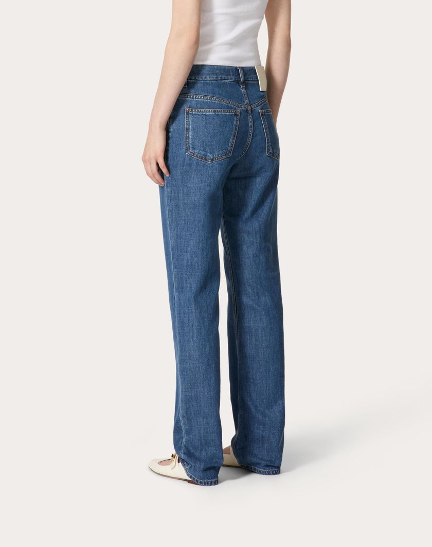 Valentino Handbags Pantaloni In Denim Blu Medio per Donna in Denim | Valentino IT Negozio