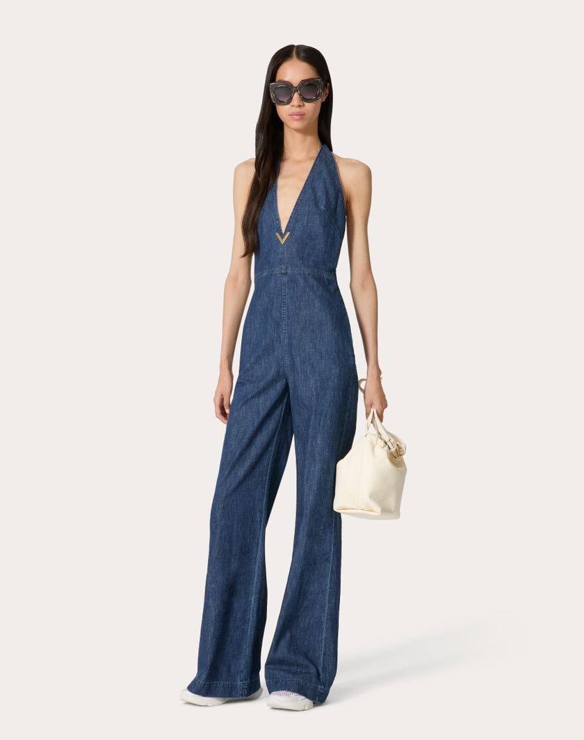 Valentino Handbags Tuta In Chambray Denim per Donna in Denim | Valentino IT Spedizione gratuita