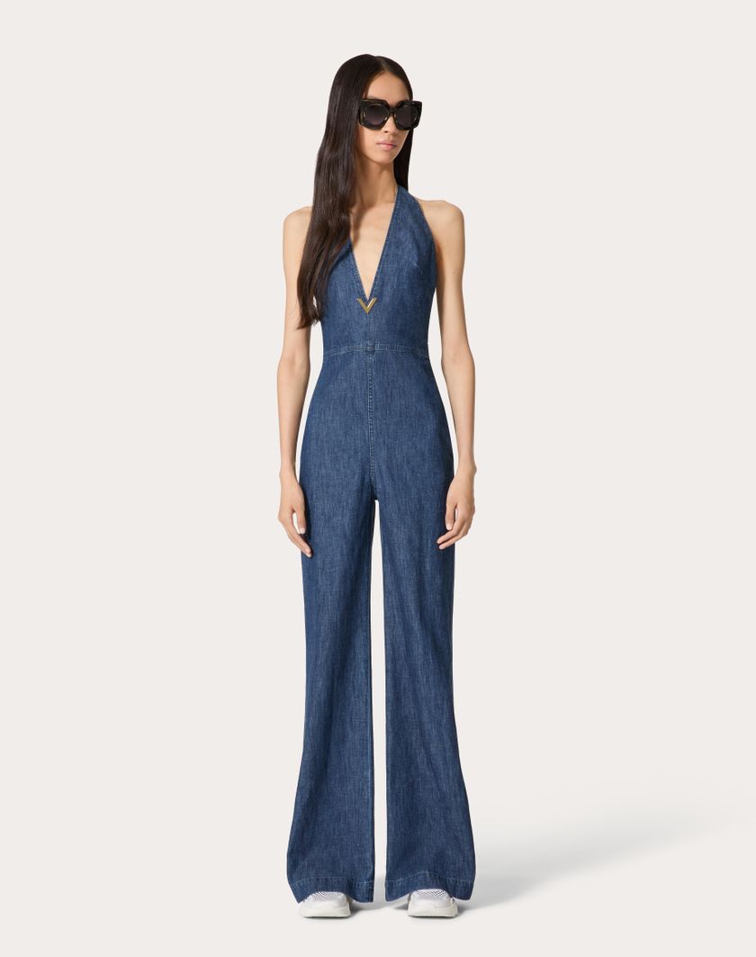 Valentino Handbags Tuta In Chambray Denim per Donna in Denim | Valentino IT Spedizione gratuita