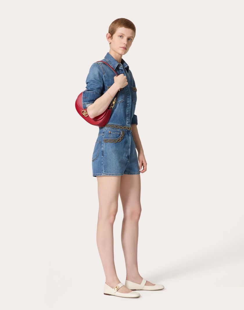 Valentino Handbags Tuta In Denim Blu Medio Ricamata per Donna in Denim | Valentino IT Sconto di tempo limitato