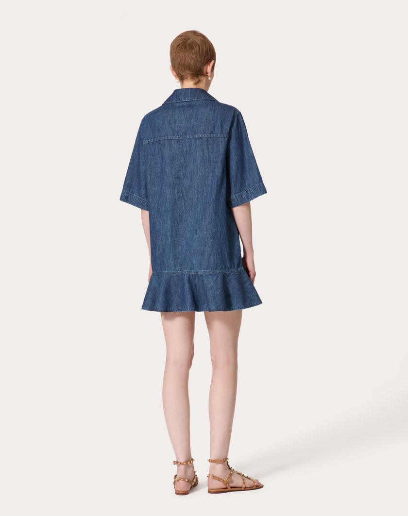 Valentino Handbags Abito Corto In Chambray Denim per Donna in Denim | Valentino IT Negozio online di fabbrica