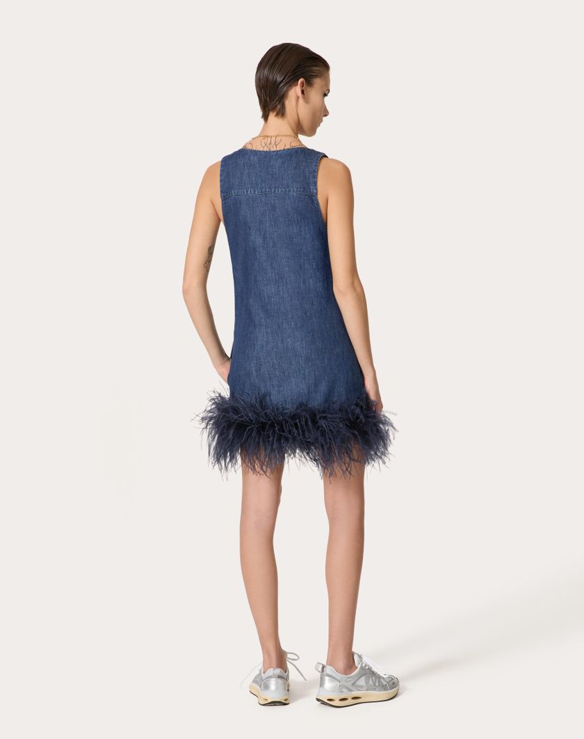 Valentino Handbags Abito Corto In Chambray Denim per Donna in Denim | Valentino IT Prezzo di fabbrica