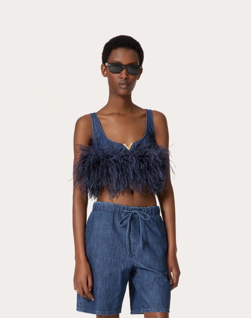 Valentino Handbags Top In Chambray Denim per Donna in Denim | Valentino IT Flash Sale