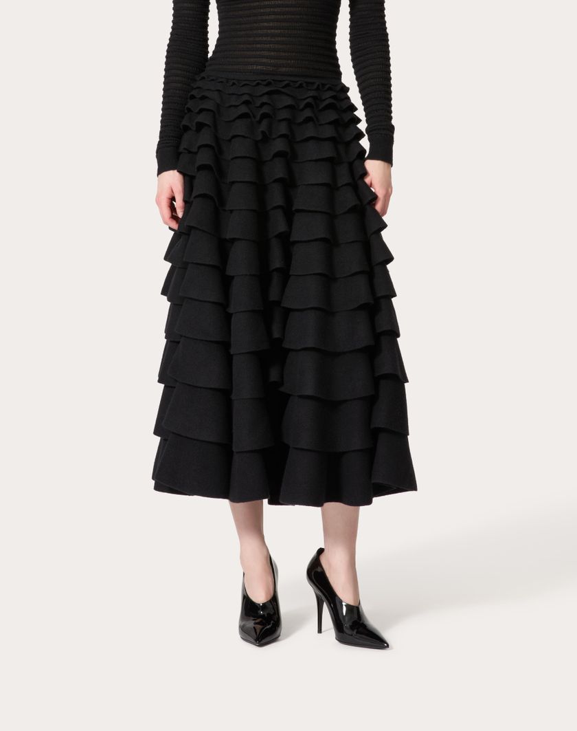 Valentino Handbags Gonna Midi In Maglia per Donna in Nero | Valentino IT Offerta Pasqua