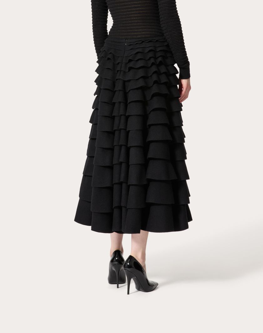Valentino Handbags Gonna Midi In Maglia per Donna in Nero | Valentino IT Offerta Pasqua