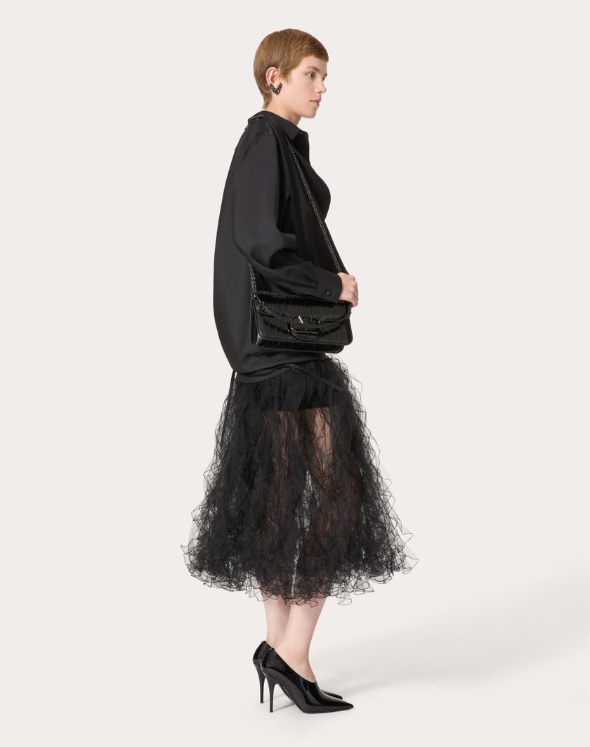 Valentino Handbags Gonna In Tulle Illusione per Donna in Nero | Valentino IT Offerta per la Festa della Mamma