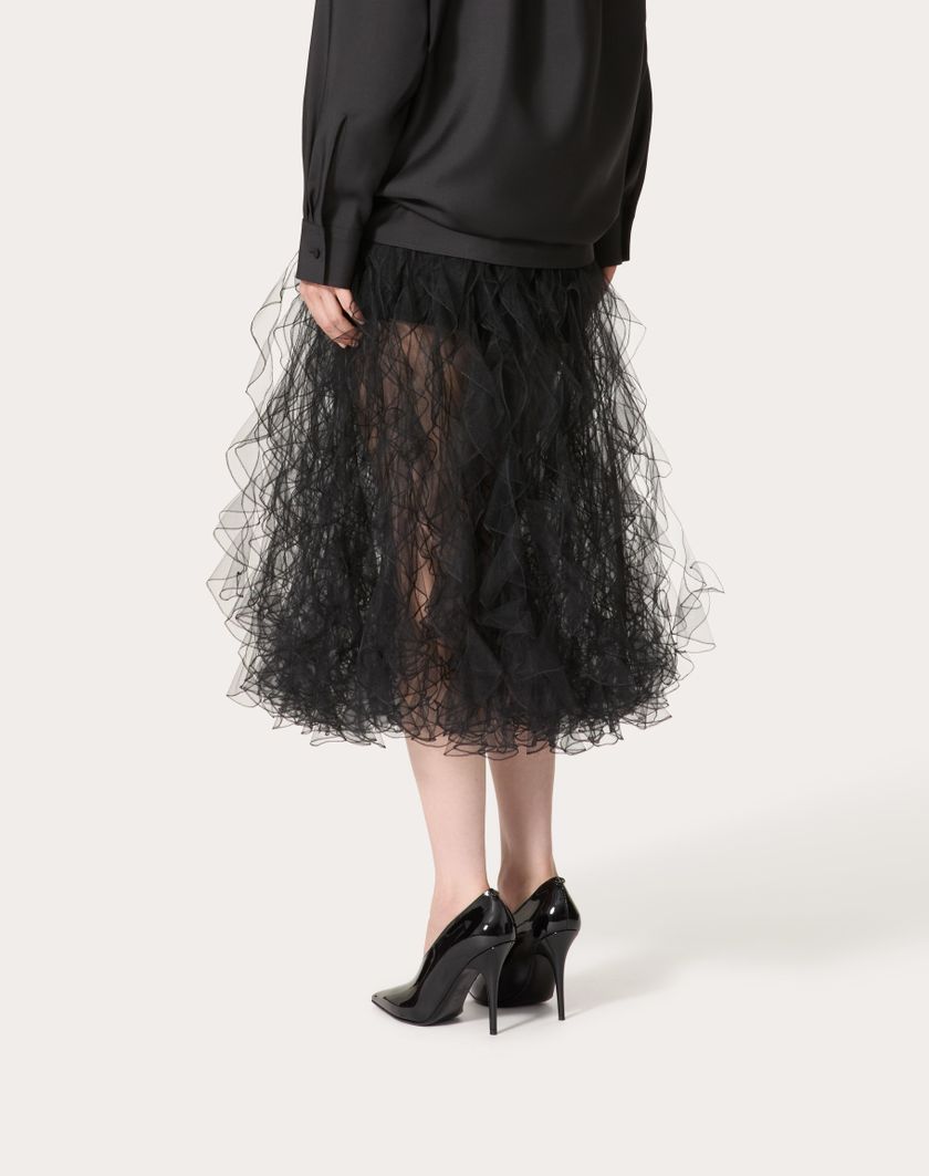 Valentino Handbags Gonna In Tulle Illusione per Donna in Nero | Valentino IT Offerta per la Festa della Mamma