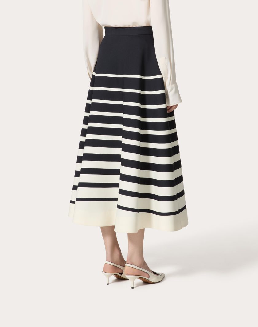 Valentino Handbags Gonna Midi In Crepe Couture Valentino Roomview per Donna in Avorio/navy | Valentino IT Offerta San Valentino
