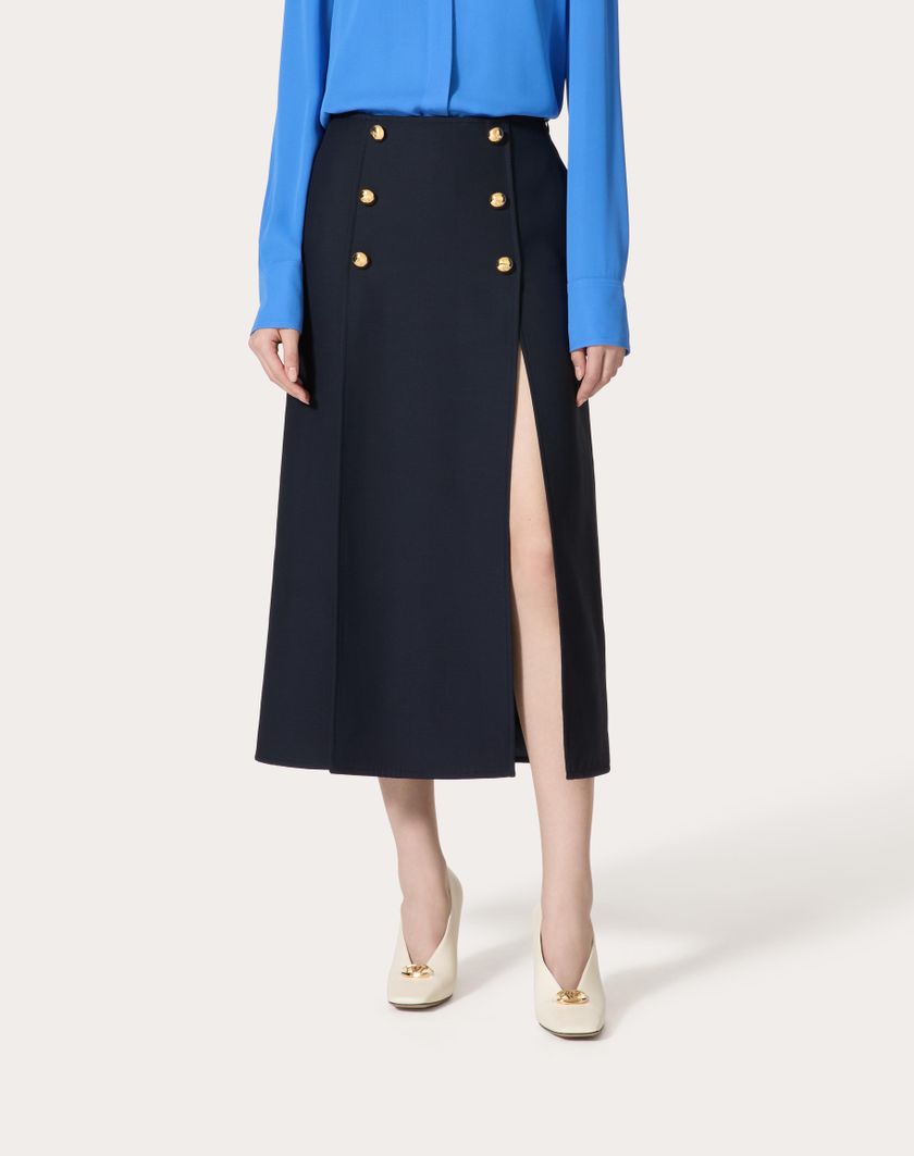 Valentino Handbags Gonna Midi In Crepe Couture per Donna in Navy | Valentino IT Smaltimento dello stoccaggio