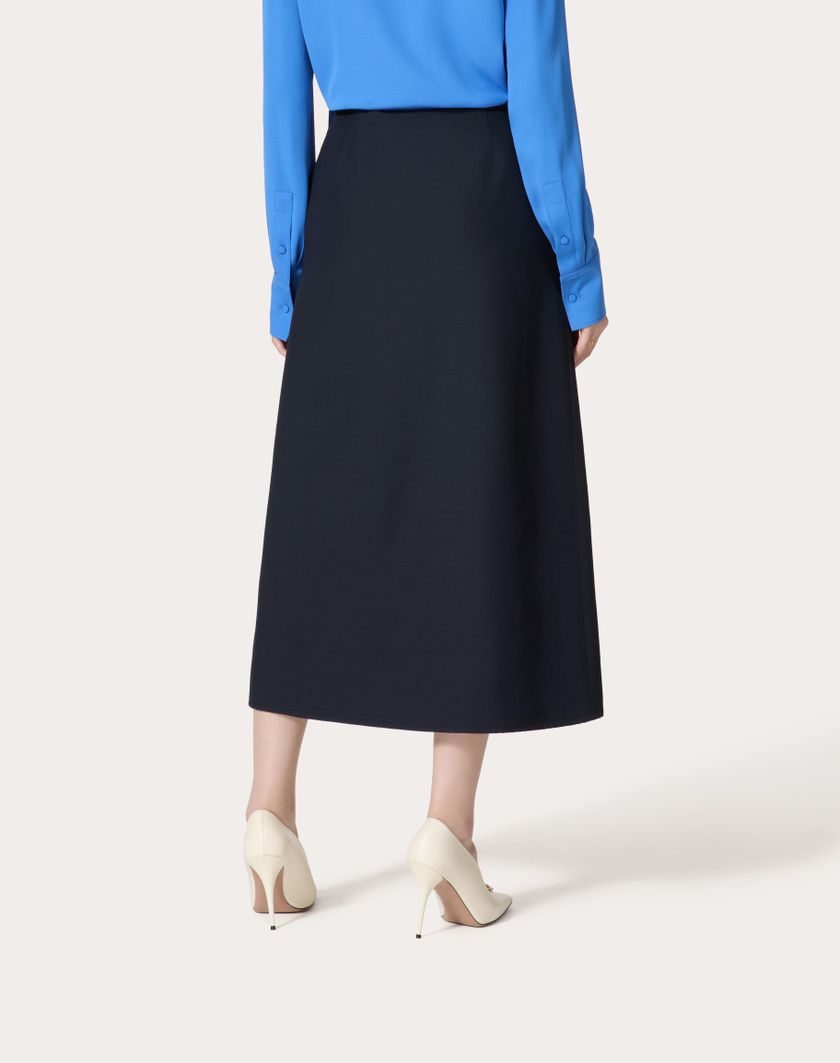Valentino Handbags Gonna Midi In Crepe Couture per Donna in Navy | Valentino IT Smaltimento dello stoccaggio
