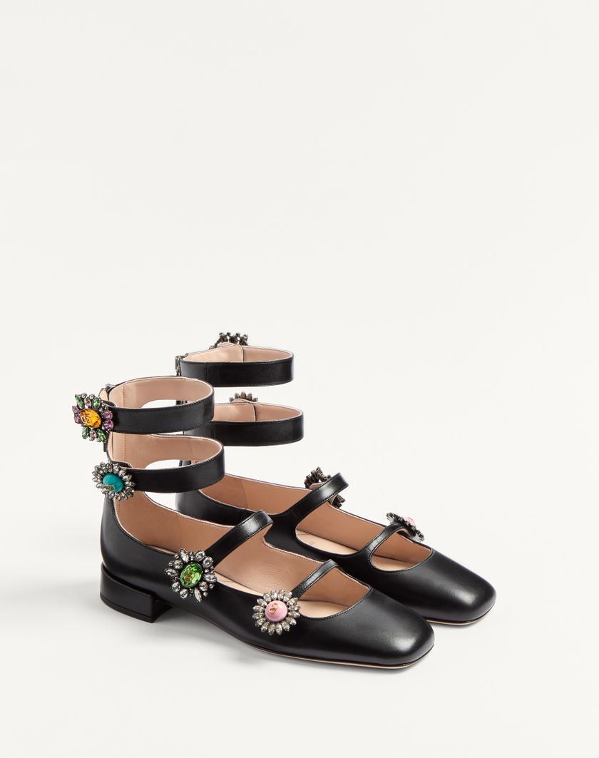 Valentino Handbags Ballerina Con Cinturini Preshoes In Capretto Con Bottoni Gioiello 20mm per Donna in Multicolor | Valentino IT Sconti VIP
