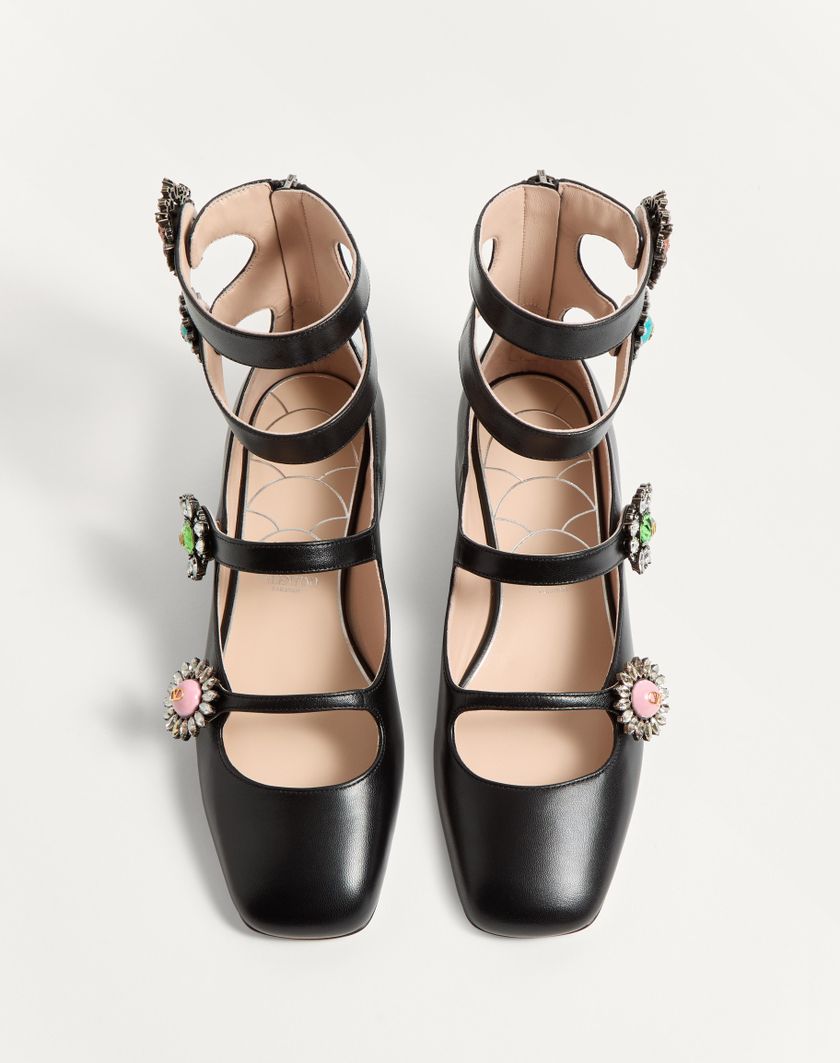 Valentino Handbags Ballerina Con Cinturini Preshoes In Capretto Con Bottoni Gioiello 20mm per Donna in Multicolor | Valentino IT Sconti VIP