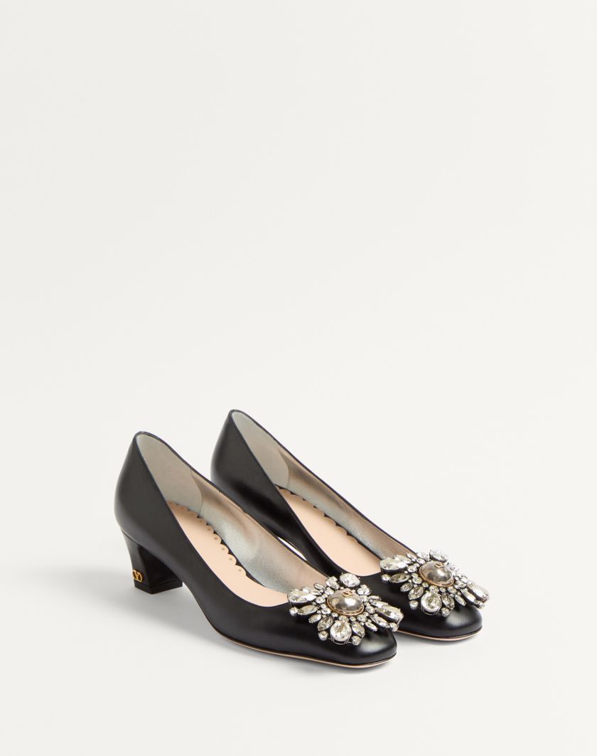 Valentino Handbags Décolleté Preshoes In Capretto Con Cristalli 45mm per Donna in Nero/silver | Valentino IT Prezzo basso