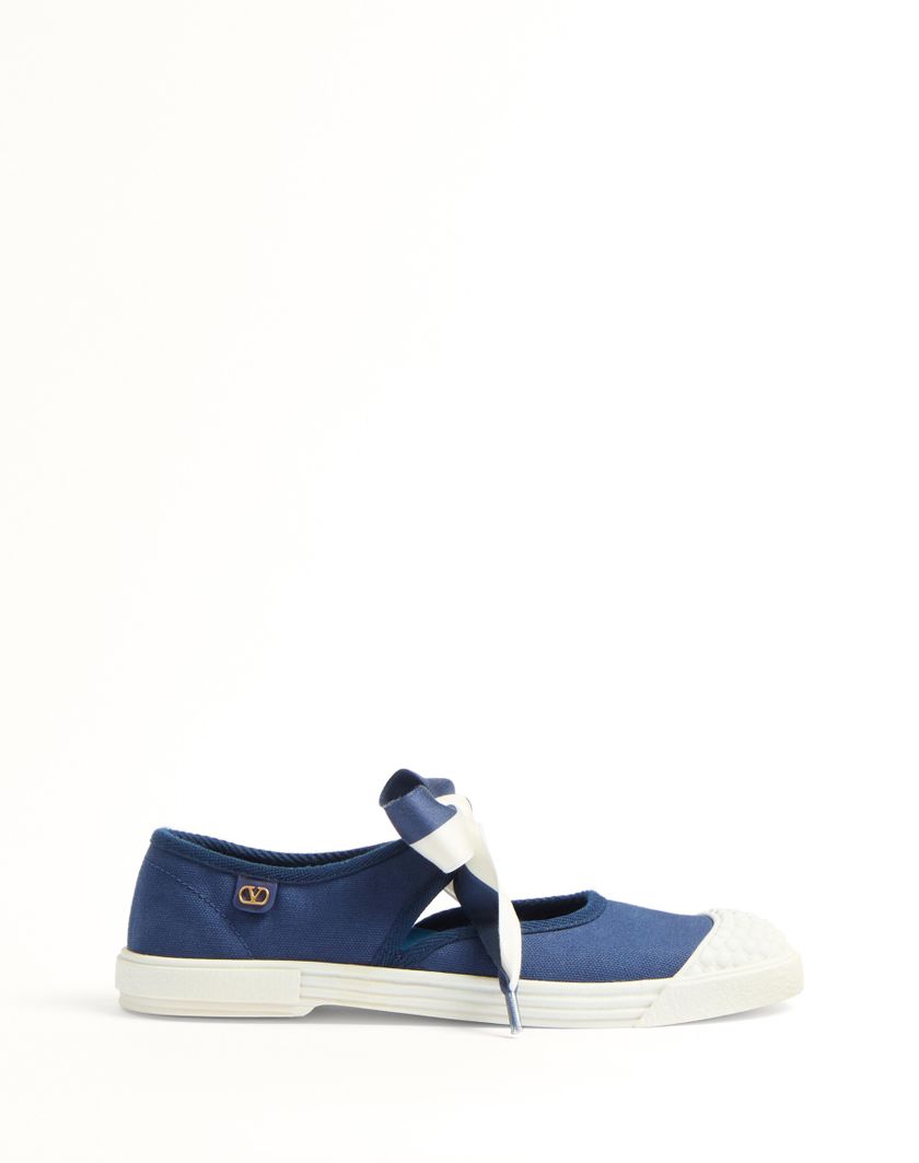 Valentino Handbags Sneaker Ballerina Bay By Bay In Canvas per Donna in Blu/avorio | Valentino IT Ultimi tre giorni