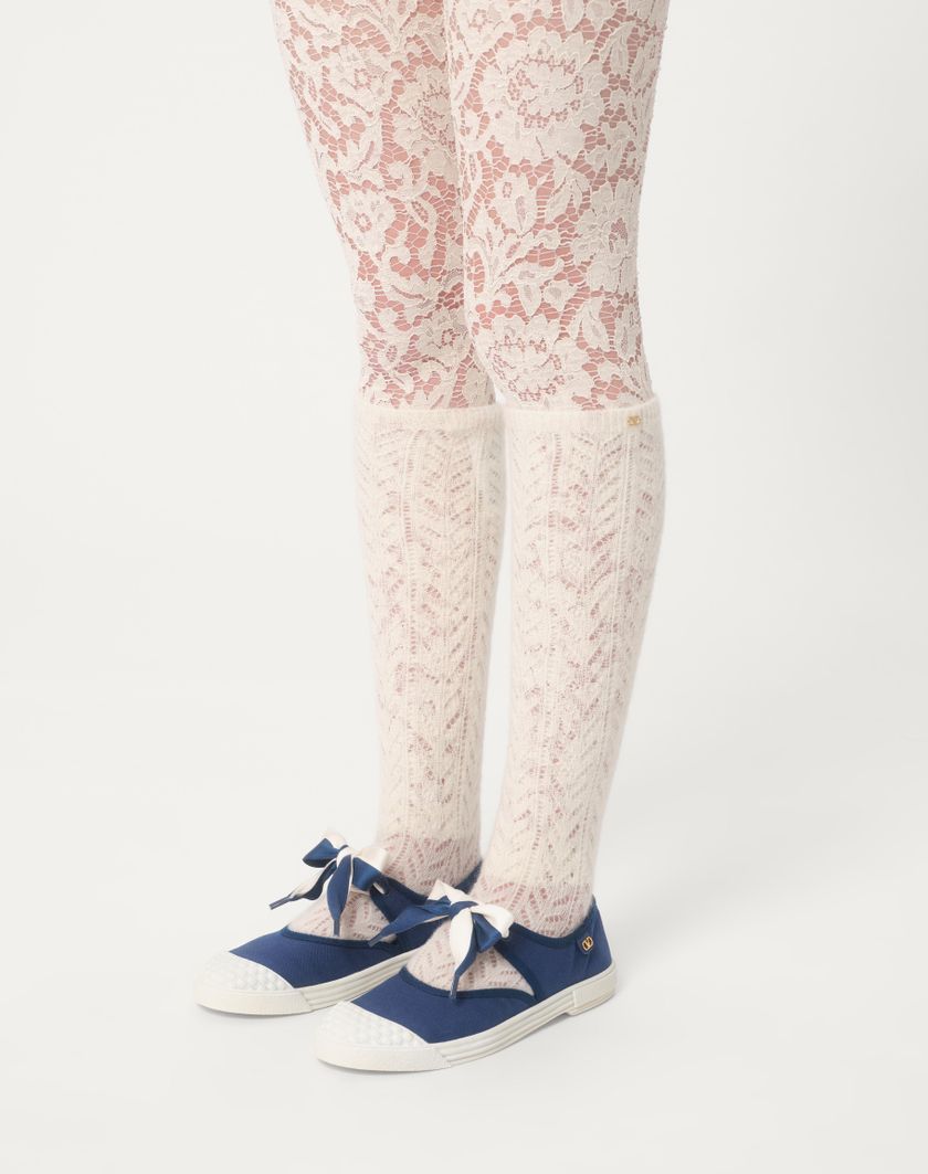 Valentino Handbags Sneaker Ballerina Bay By Bay In Canvas per Donna in Blu/avorio | Valentino IT Ultimi tre giorni