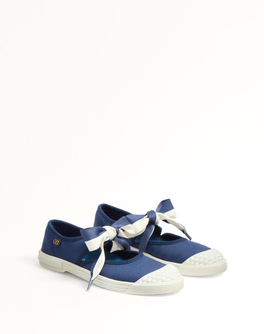 Valentino Handbags Sneaker Ballerina Bay By Bay In Canvas per Donna in Blu/avorio | Valentino IT Ultimi tre giorni